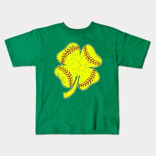 Baseball St Patricks Day, Four-Leaf Clover, shamrock vintage Kids T-Shirt